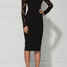 Новинка, модное сексуальное женское черное кружевное вечернее платье с длинным рукавом,, летнее женское сексуальное облегающее платье+ костюм