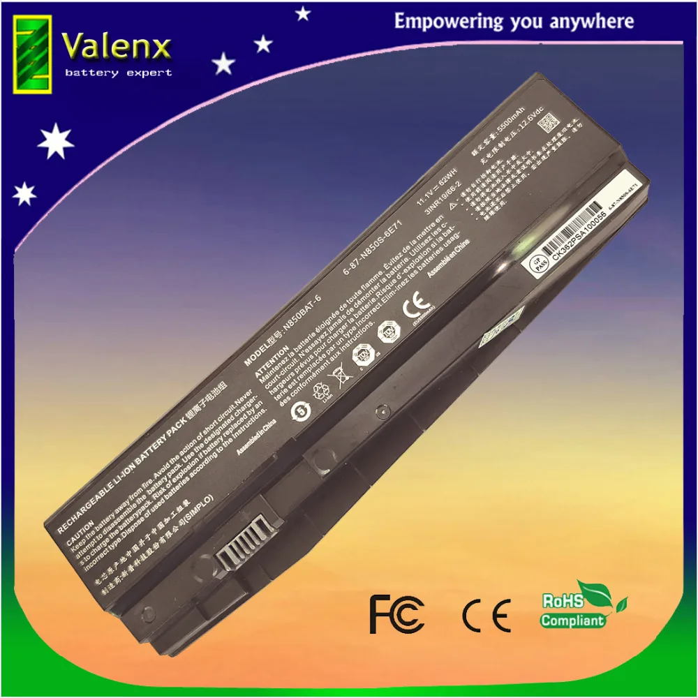N850BAT 6 6 87 N850S 6E71 6 87 N850S 4U41 911ME 911SE 911SE E5TA SM BTR2 Laptop Batterij Vervanging voor Clevo Z6 KP5GT Z7M KP7G1 T58 T1 T6TI N870HJ Series(11.1V 65Wh