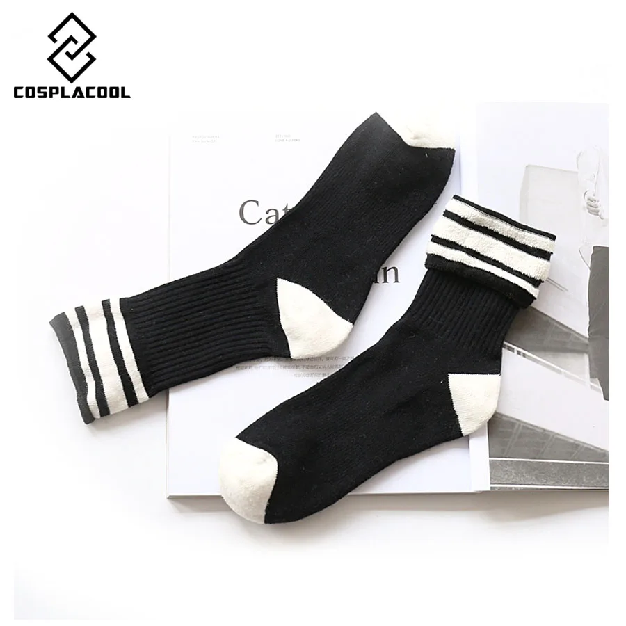 [Cosplacool] الجوارب الرجال الدافئة تيري الجوارب السميكة الأزواج الشتاء اليابان المتناثرة الرياح ثلاثة مخطط نوعية جيدة نقية القطن sokken