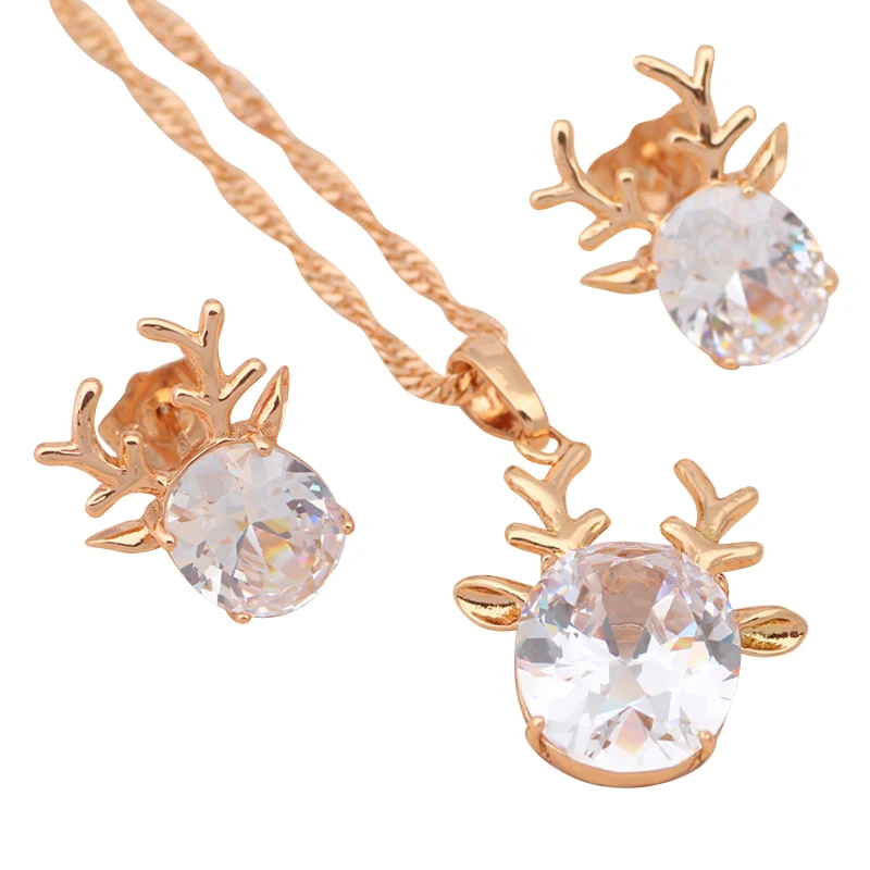 Cute Sheep Gold Tone Fashion Jewelry sets Necklace Earrings Zirconia Austrian SWA Element Health Nickel &amp Lead free JS326A | Украшения и