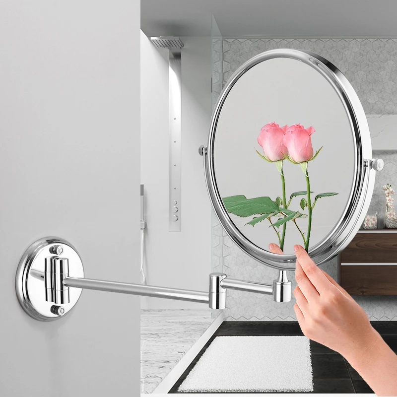 Günstige Bad Spiegel Schwarz Edelstahl Bilden Spiegel Vergrößerungs Einstellbar Dual Arm Verlängern 2 Gesicht Kosmetik Spiegel Wand Montiert