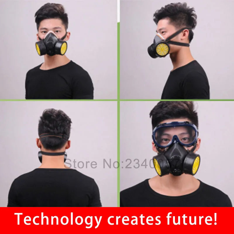 Респиратор противогаз химическая защитная маска+ очки активированный уголь Анти-пыль яд распылитель пестицидов живопись формальдегид