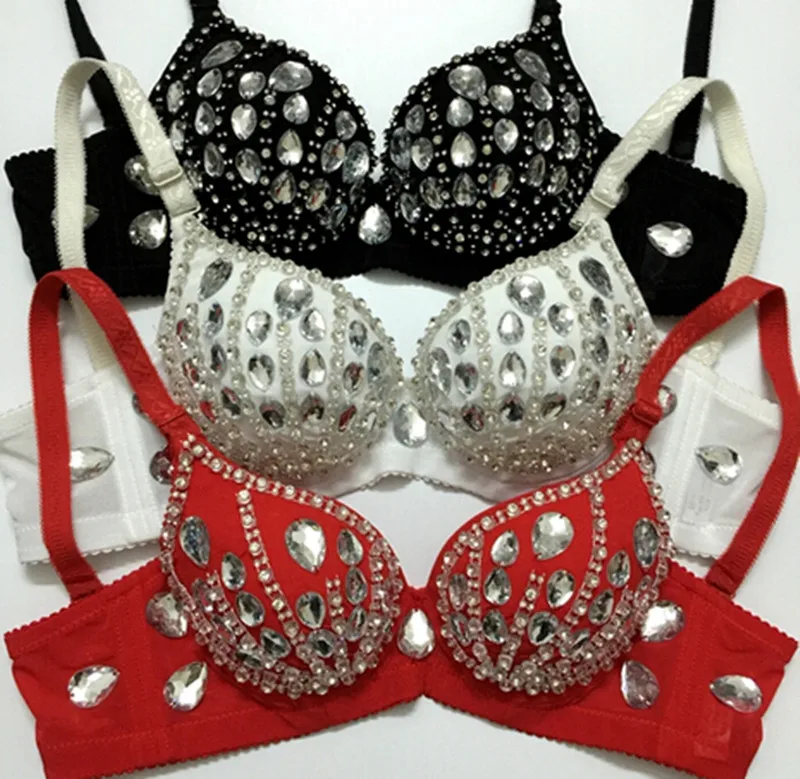 

sexy dancer bras costumes female singer DS nightclub stage dragon clothing stage dance clothing black red white gemstone