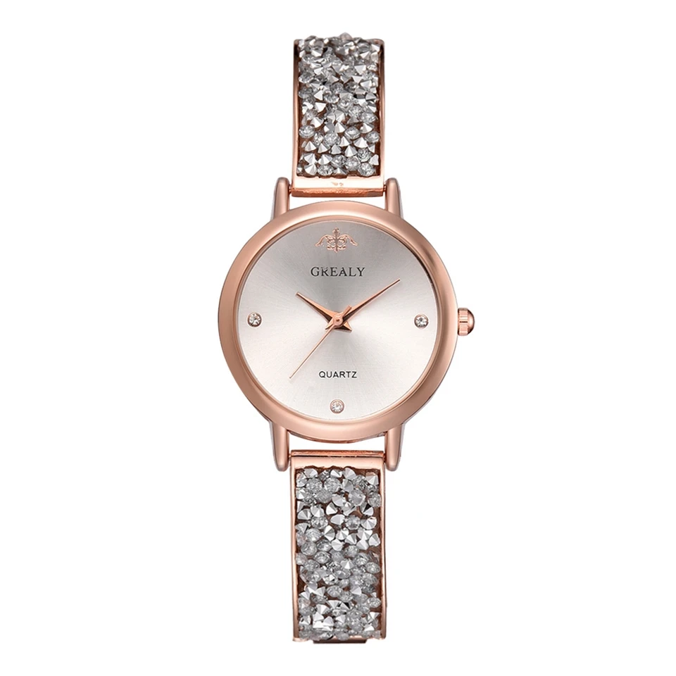Роскошные Брендовые женские часы, стразы, серебро, повседневные женские кварцевые часы, браслет из нержавеющей стали, аналоговые наручные часы - Цвет: Rose White