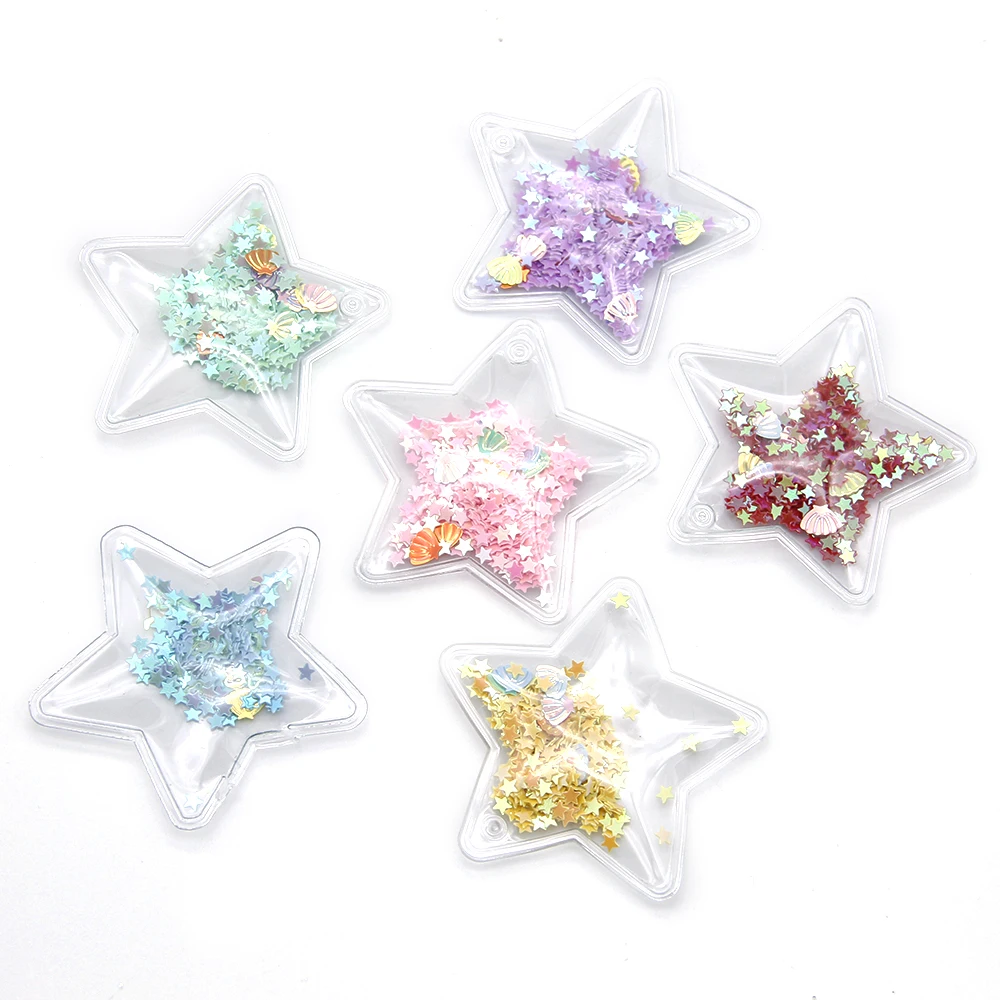 

New Star Cloud Heart Transparent Plastic Bag with Colorful Sequins DIY Accessories Craft Handmade Decoration,5Yc6362