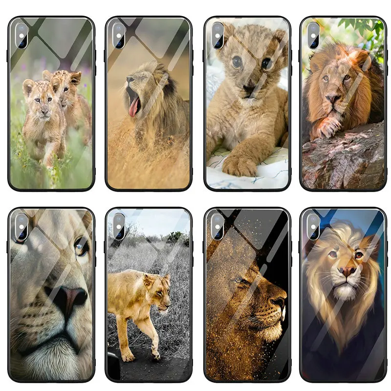 Чехол из закаленного стекла для телефона Wild Animals King Lion чехол iPhone 5 5S SE 6 6s 7 8 plus X XR XS