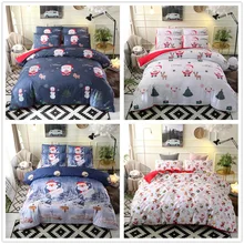 

yazi 2/3Pcs Christmas Santa Bedding Set Duvet Cover Pillowcase Sets King Queen Double Single Size Xmas Home Bedroom Decoration