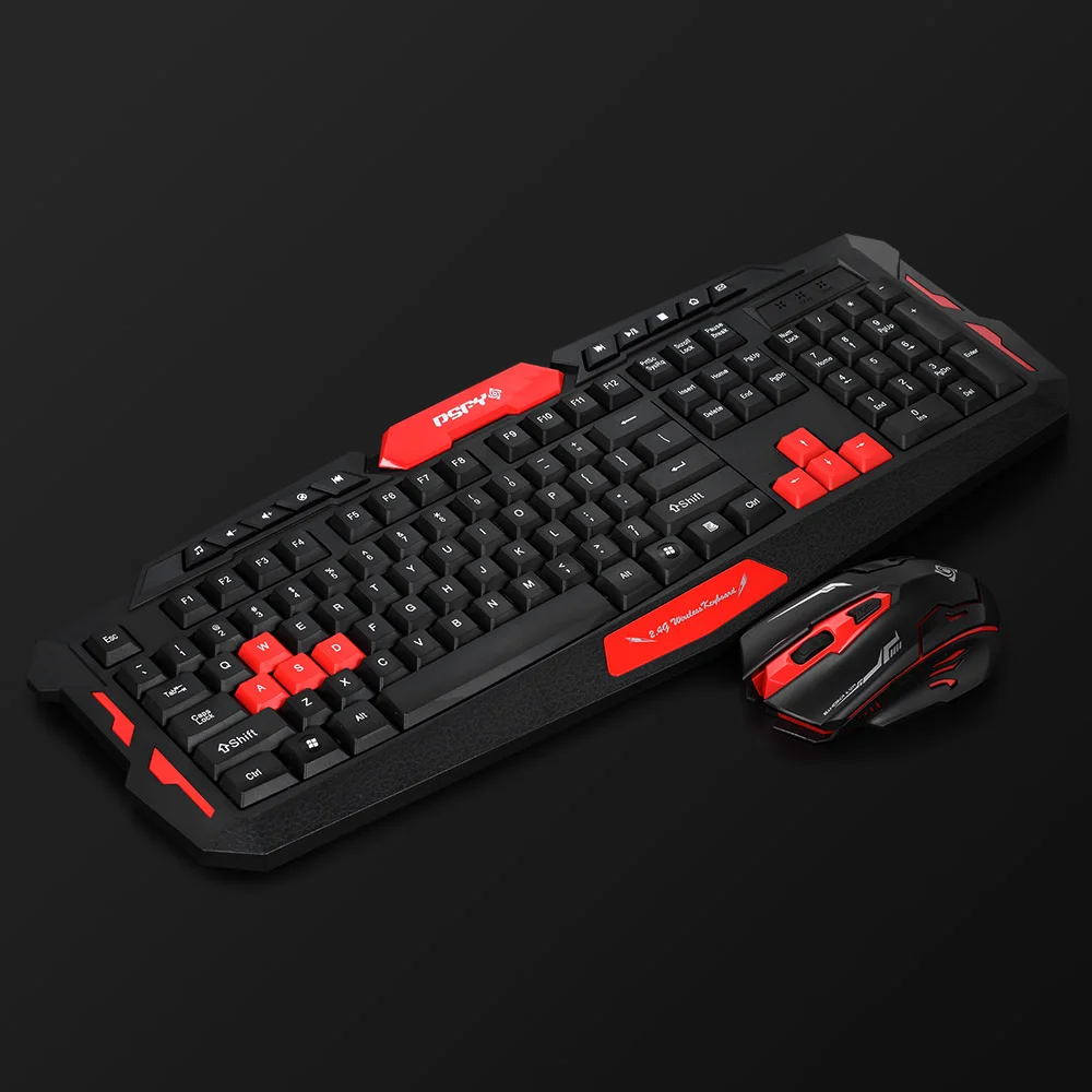 2.4 ГГц Беспроводной Gaming Keyboard Мышь комбо 19 ключ anti-ореолы Регулируемый Точек на дюйм Приёмник USB Мышь Коврики для desktoplaptop