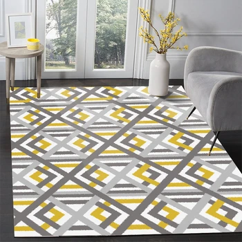 

Nordic Style Carpet and Rug For Living Room Simple Yellow Grey Striped Tapete High Quality Home Modern Parlor Hallway Floor Mat