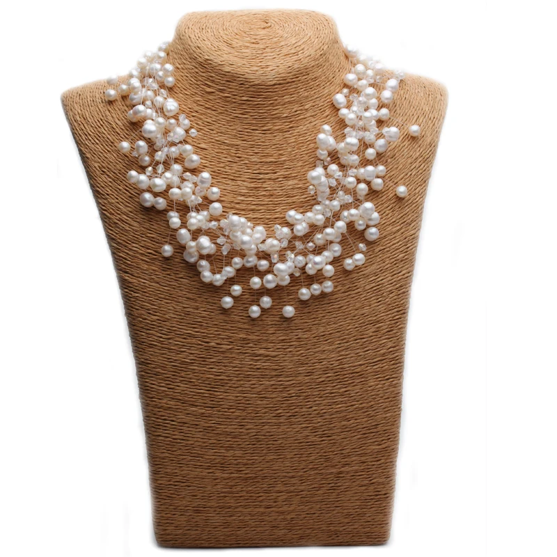 Настоящее пресноводное многослойное жемчужное ожерелье для женщин, фантастическое натуральное жемчужное ожерелье, ювелирные изделия для девочек, Белый Подарок на годовщину свадьбы