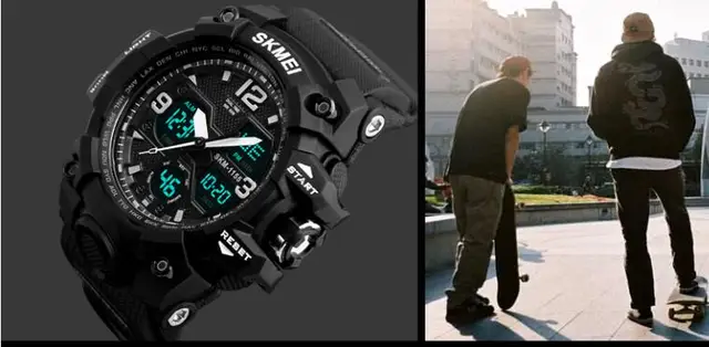 SKMEI New Fashion Men Sports Watches Men Quartz Analog LED Digital Clock Man Military Waterproof Watch Relogio Masculino 1155B -