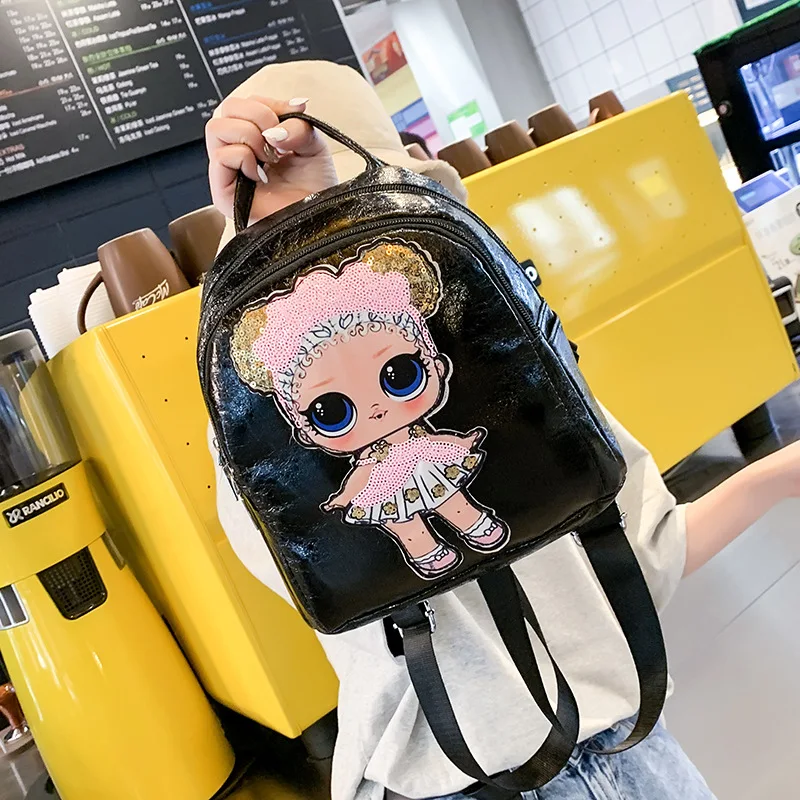 

2019 New Women Backpack Teenager Girl Fashion School Bags Children Small Cartoon Girl Embroidery Anime Softback Bag X1-57