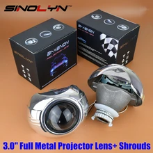 SINOLYN Car Styling Automobiles Metal Q5 3.0 inch HID Bi xenon Headlight Projector Lens W/ Shrouds Mask, Use D2S D2H Bulbs Lamp