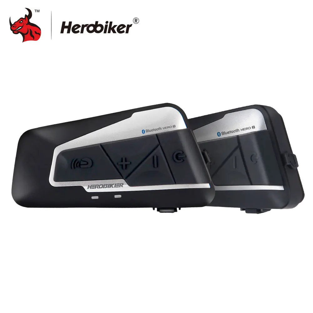 Skup HEROBIKER interkom w kasku motocyklowym wodoodporny bezprzewodowy domofon bluetooth motocykl zestaw słuchawkowy Interphone na 2 przejażdżki 1200M 2 zestaw