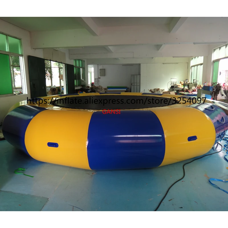 5m diameter durable inflatable sea trampoline 0.9mm pvc inflatable floating trampoline for entertainment 1m diameter small floating island inflatable round water trampoline 10 pieces of inflatable bounce mat for water park