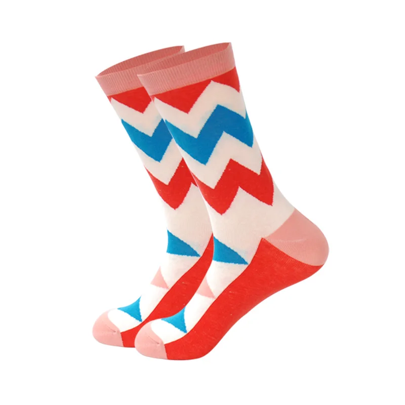 Мужские повседневные носки из чесаного хлопка в классическом британском стиле, элегантные разноцветные забавные зимние теплые носки - Цвет: C1