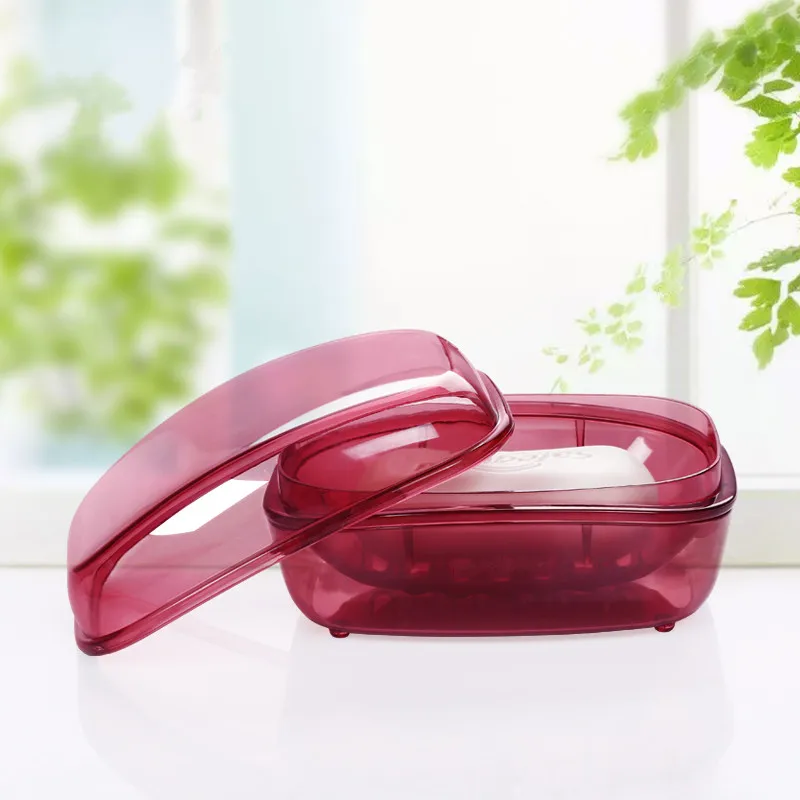 High quality plastic soap box with lid Soap dish drain holder Storage