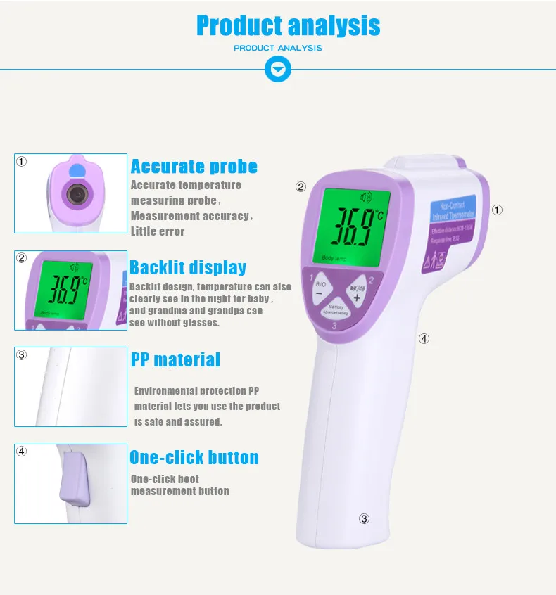 Детский бесконтактный инфракрасный Точный Цифровой термометр многоцелевой тестер для детей и взрослых, медицинский ИК термометры, измерение
