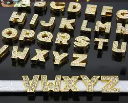 Слайд буквы Шарм DIY Интимные Аксессуары 130 шт. 10 мм-Z Gold Цвет Fit 8 мм пояса сплав цинка и полный горный хрусталь в наличии