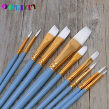 OOTDTY 10 шт. синяя гуашь Акварельная масляная живопись дизайн ногтей Ручка Нейлон белые кисти для волос