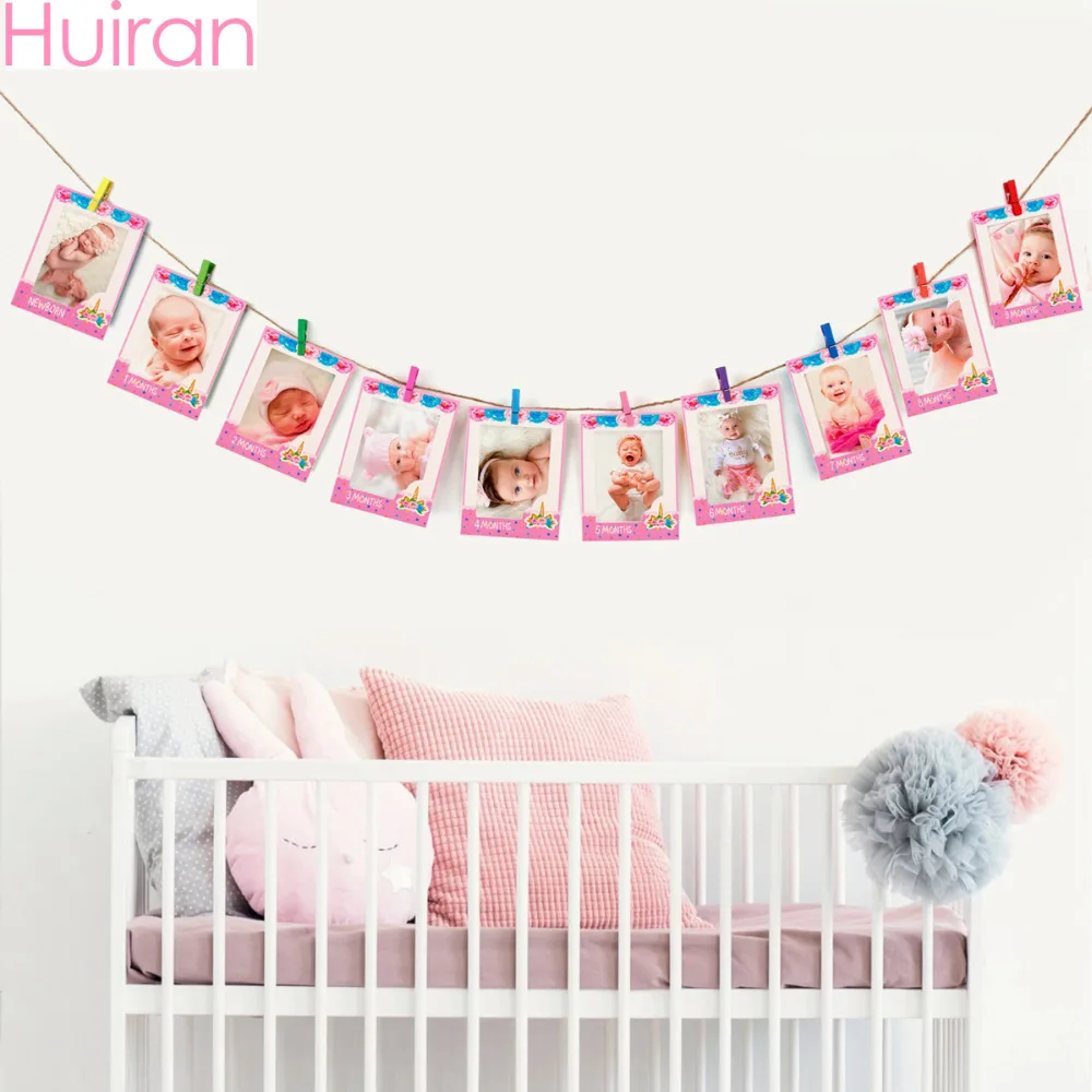 

Huiran 6inch 13pcs Unicorn Picture Frame Happy Birthday Unicorn DIY Clip Happy Birthday Decoration Banner Unicorn Baby Shower