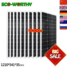 ECO-WORTHY EU Stock 1KW 10pcs 100w Solar Panel 12v monocrystalline Solar Panels for 12v Battery off Grid System 1000W