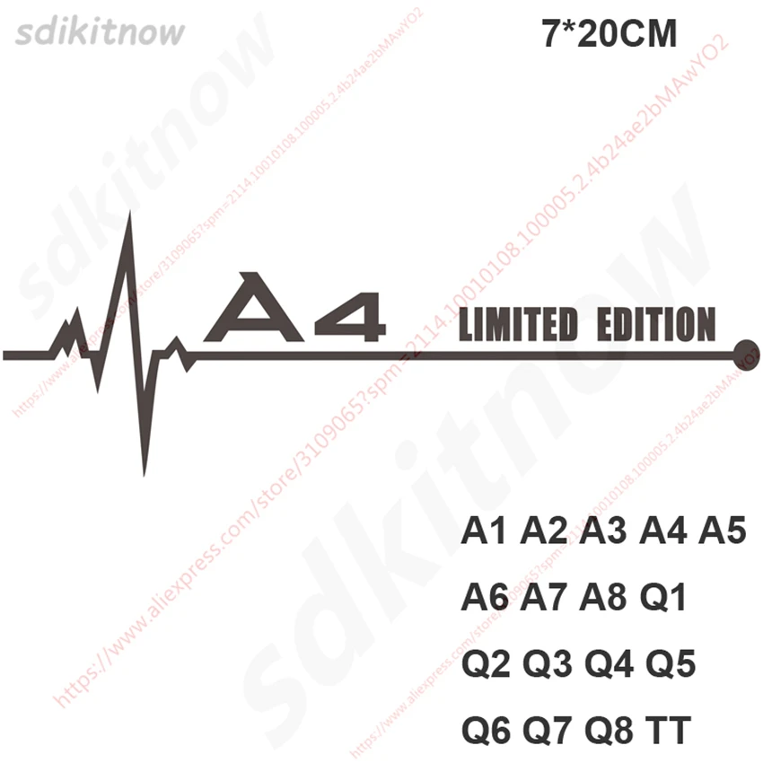 1 шт. сердцем на заказ Ограниченная серия автомобиля Стикеры окна наклейка для Audi A3 A4L A5 A6L A7 A8 Q3 Q5 Q7 S3 S4 S5 S6 S7 S8 TT