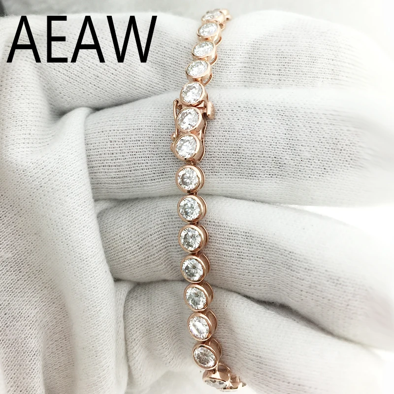 AEAW прекрасный 11ctw Твердые 14Kt Белое золото DF Moissanite лабораторный алмаз свадебный ободок браслет для женщин день рождения ювелирные изделия подарок