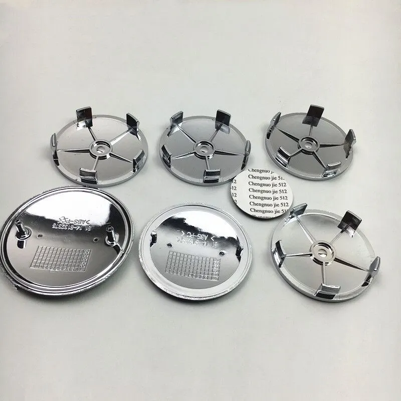 

7pcs/set carbon fiber Black white/bule white Front badge for Rear Badge +4 Wheel Hub Cap 68mm+steering sticker 45mm