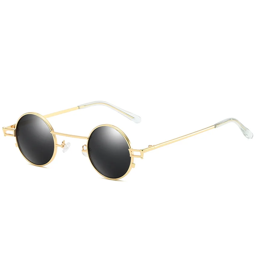 Черные маленькие круглые солнцезащитные очки для женщин, зеркальные, красные роскошные мужские брендовые дизайнерские очки, солнцезащитные очки из сплава UV400 - Цвет линз: 1