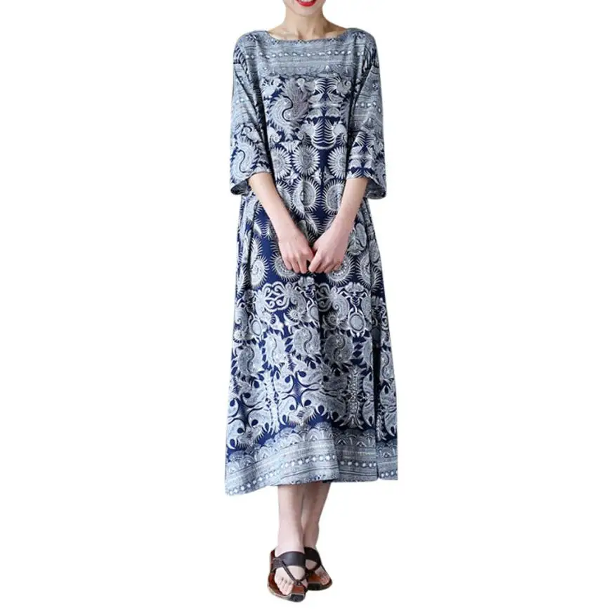 

2019 bohemian dresses for women loose dresses women cotton linen short sleeve big size chinese style dress 5XL feb12