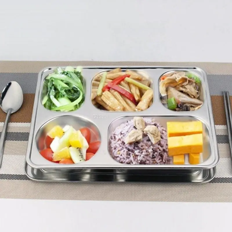 

Tray Lunchbox Divided Silver Serving Tray Cover Organizer Set For Picnics Snacks