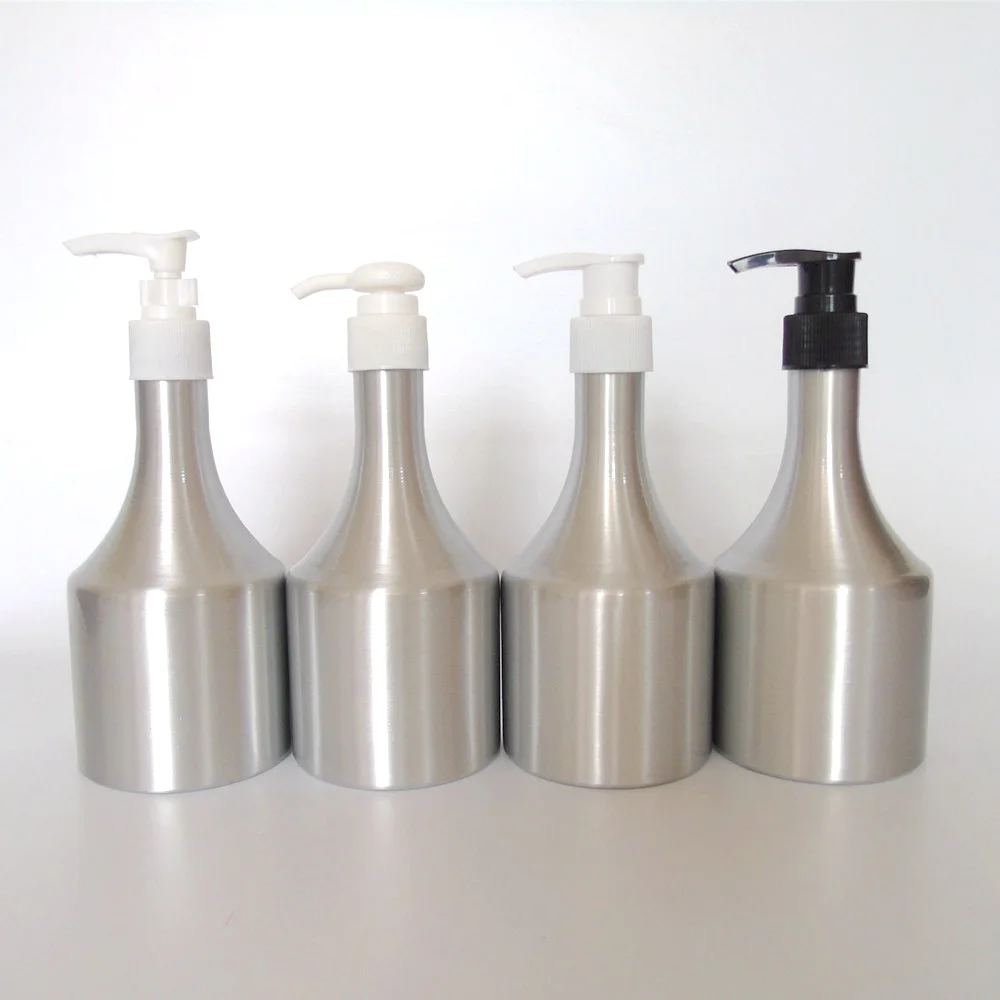 Free shipping 300ml aluminum shampoo bottles with pumps long neck