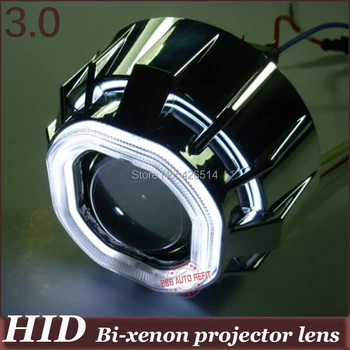 

Xplus 3 inch Double Angel Ring HID headlight Lens 35w H1 H4 H7 H11 9005/6 High Low Projector Lens kit CCFL Devil Eye for auto