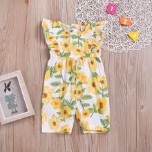 Летние комбинезоны без рукавов с цветочным принтом для маленьких мальчиков и девочек 6 мес.-3 лет, модная одежда
