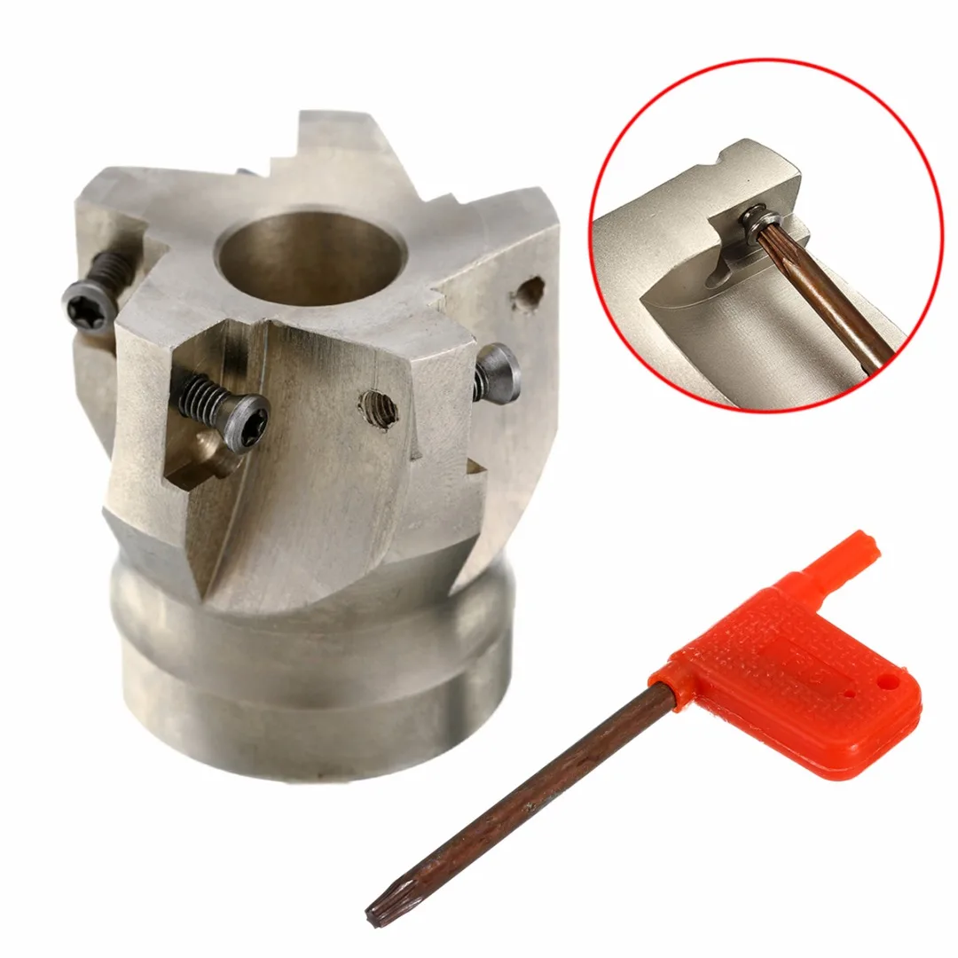 

1pc 50mm BAP400R-50-22-5F Face Mill 5 Flute Indexable Milling Cutter with T15 Wrench For APKT 1604 Insert
