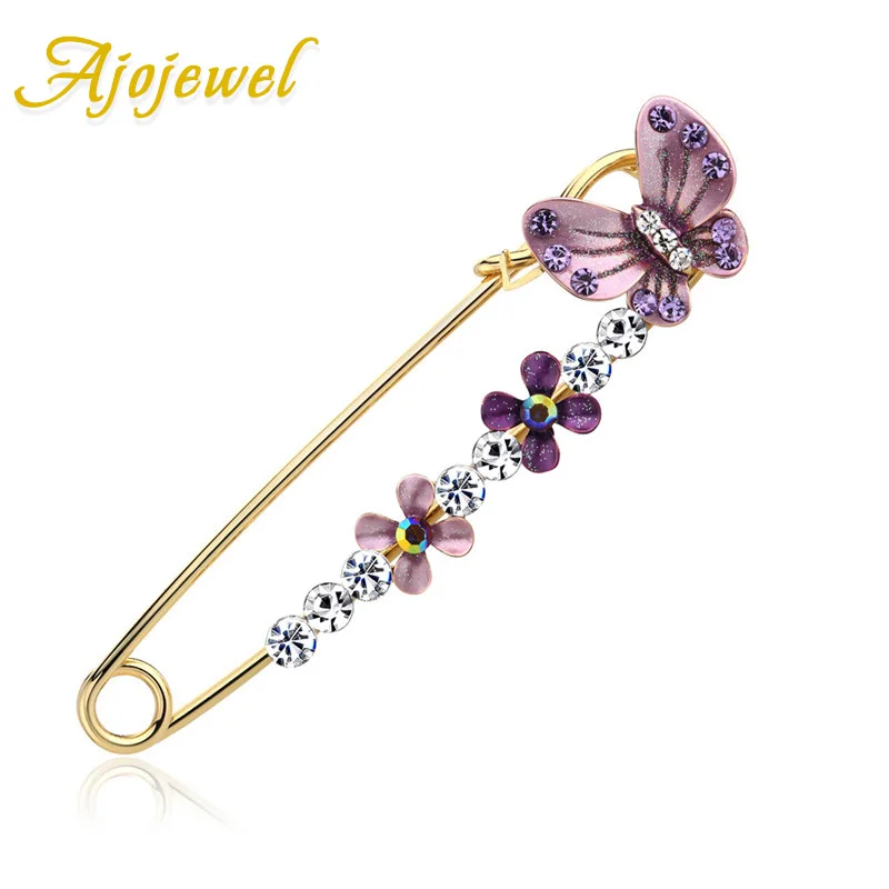 Ajojewel шикарные эмалированные Цветочные булавки брошка бабочка для женщин стразы