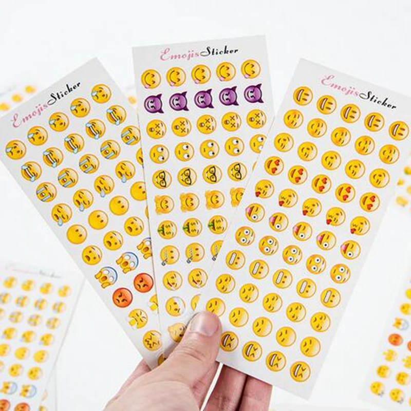 

3 Sheets/Set Cute Emoji Smile Stationery Sticker For Message Hand Children Cartoon Learning Stationery Office School Supplies