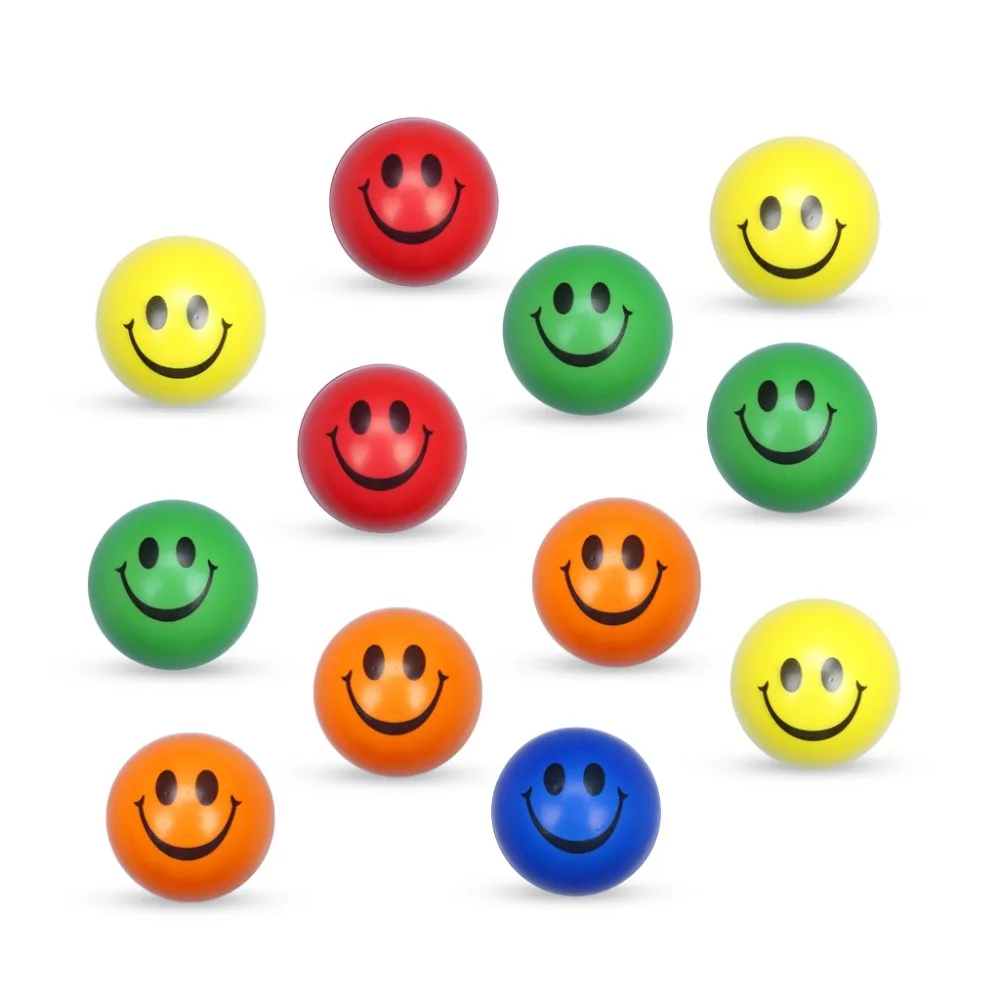 Happy Smile Face Bouncy Relaxable Squeeze Ball Stress Relief Have Fun Toy  Set Of 12Pcs (3)