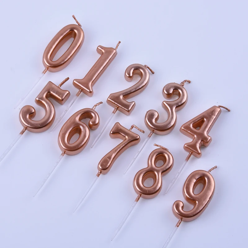 

Rose Gold Happy Birthday Number Cake Candles 0 1 2 3 4 5 6 7 8 9 Cake Topper Kids Girls Boys Bar Baby Party Supplies Decoration