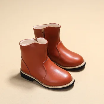 

Children's Boots Children's Shoes Winter girl's leather boots wholesale hot new 2018 plush warm fashion boots Mid-calf zip solid