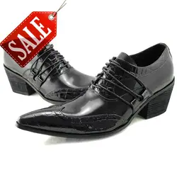 Ntparker/итальянская стильная кожаная мужская обувь, увеличивающая рост, с острым носком, обувь с узором «крокодиловая кожа», свадебная обувь