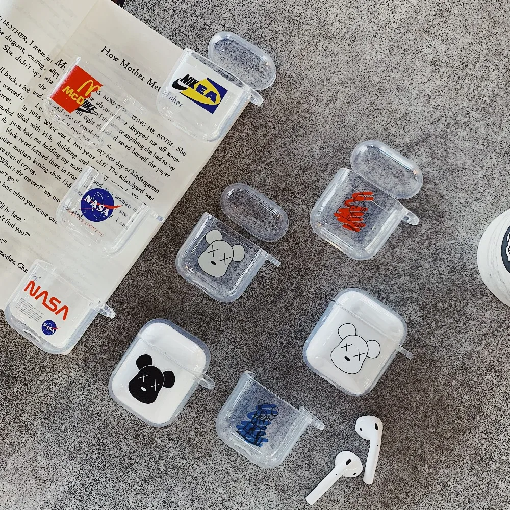

Cartoon POPOBE and Logo Wireless Bluetooth Earphone Cute Case For Apple AirPods2 1 Silicone Charging lucency