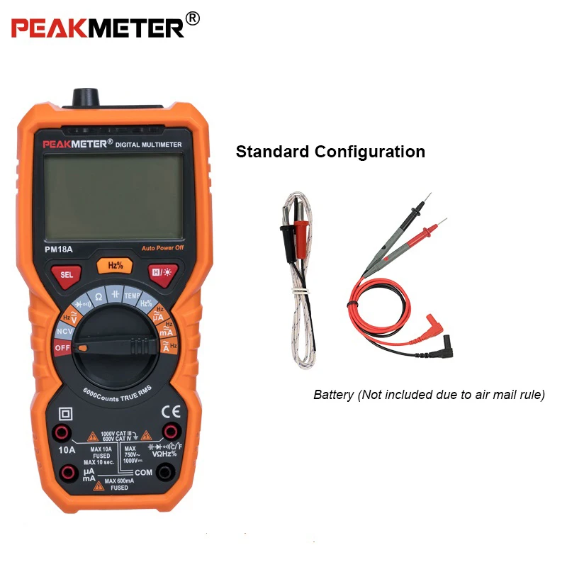 Мультиметр Peakmeter PM18A вольтметр амперметр с True RMS сопротивление напряжения емкости
