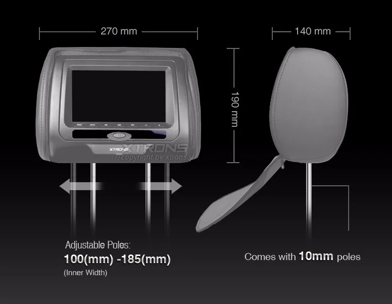Excellent 2x7" Grey Headrest Car Monitor with DVD Function & USB SD FM Transmitter IR Transmitter & 2 IR Headphones (Black&Beige Optional) 6 Excellent 2x7" Grey Headrest Car Monitor with DVD Function & USB SD FM Transmitter IR Transmitter & 2 IR Headphones (Black&Beige Optional) 6