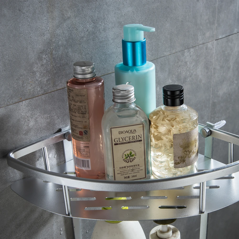 04Aluminium Bathroom Shower Bath Holder For Shampoos Shower Gel Kitchen Home Balcony Shelf Hanging Storage Rack Kitchen Bracket