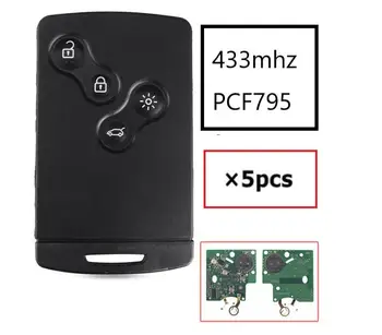 

5PCS/LOT For Renault Remote Car Key 4 Buttons Megane Scenic Laguna Koleos Clio 433Mhz With PCF7952 Chip With Blade