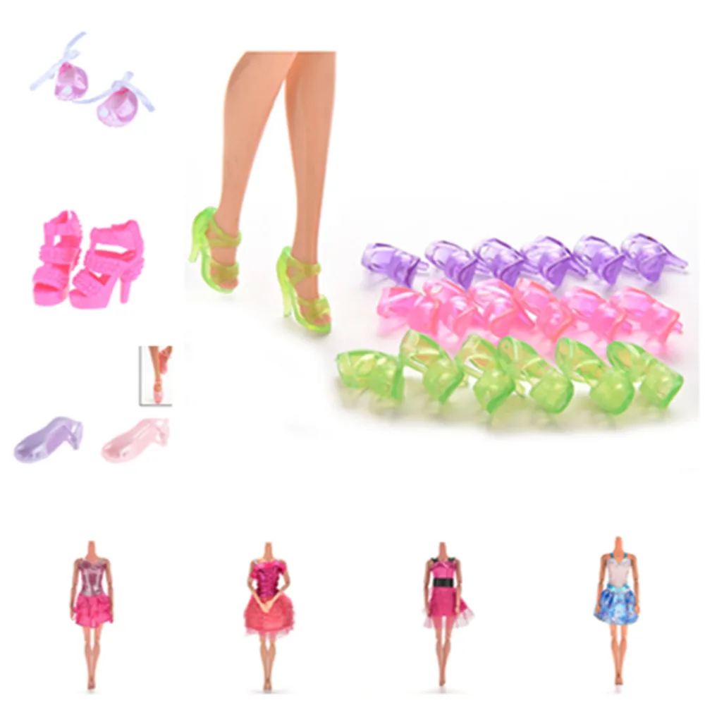barbie doll with dresses and shoes