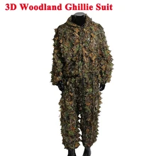 Полный средства ухода за кожей лесной ghillie Костюмы 3D листьев Камуфляж Охота Одежда для мужчин Открытый Airsoft CS игры Скрытая рубашка+ штаны