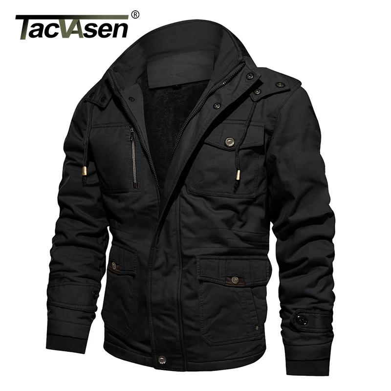 TACVASEN военная куртка мужская зимняя Толстая хлопковая карго Куртка парка пальто теплая флисовая куртка с капюшоном Повседневная ветровка верхняя одежда